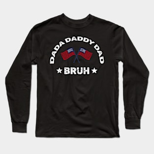 Dada Daddy Dad Bruh Retro Vintage Funny 2023 Fathers Day Long Sleeve T-Shirt